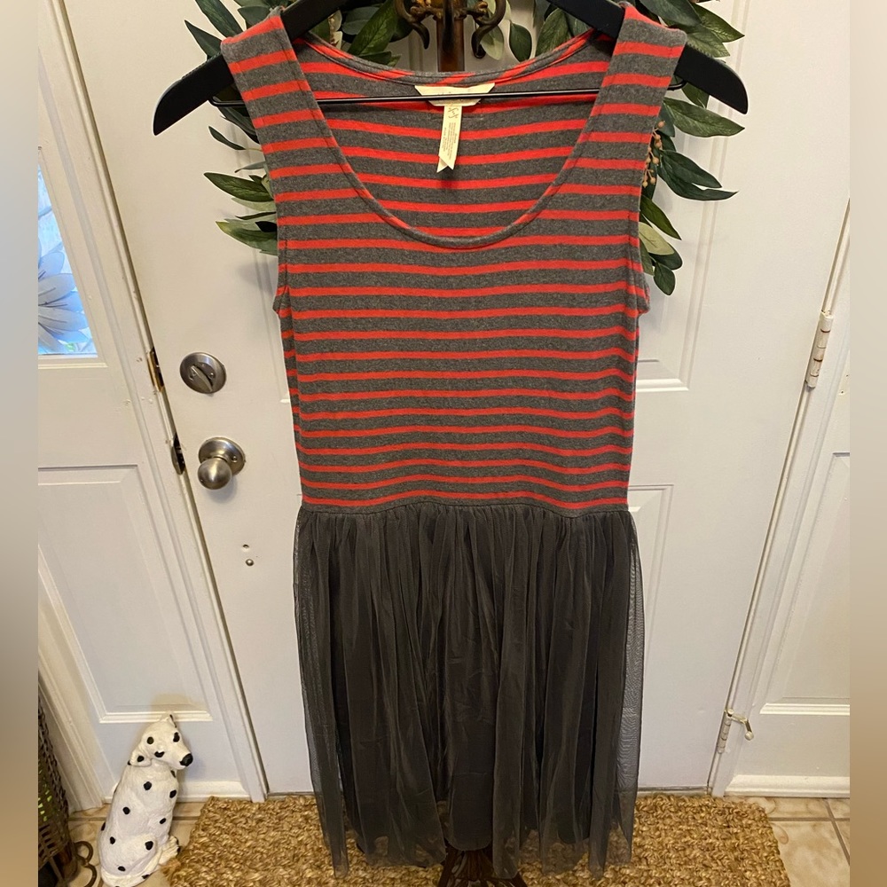 Matilda Jane Stripe Tulle Skirt Sleeveless Dress S